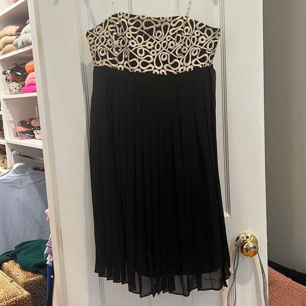 Lilly Pulitzer Black Chiffon Pleat Dress size 0